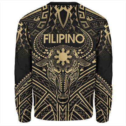 Philippines Filipinos Sweatshirt Tribal Koner Water Buffalo Tattoo Gold