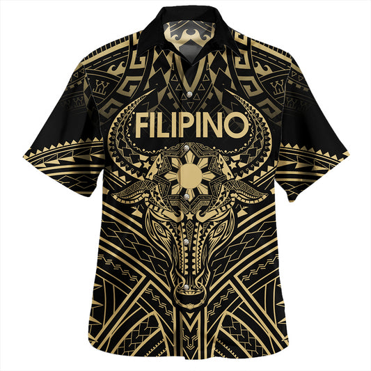 Philippines Filipinos Hawaiian Shirt Tribal Koner Water Buffalo Tattoo White
