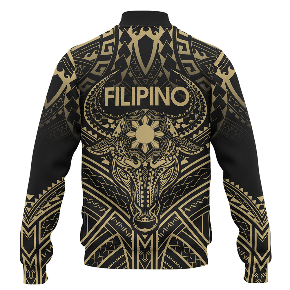Philippines Filipinos Baseball Jacket Tribal Koner Water Buffalo Tattoo Gold