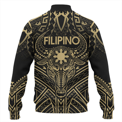 Philippines Filipinos Baseball Jacket Tribal Koner Water Buffalo Tattoo Gold