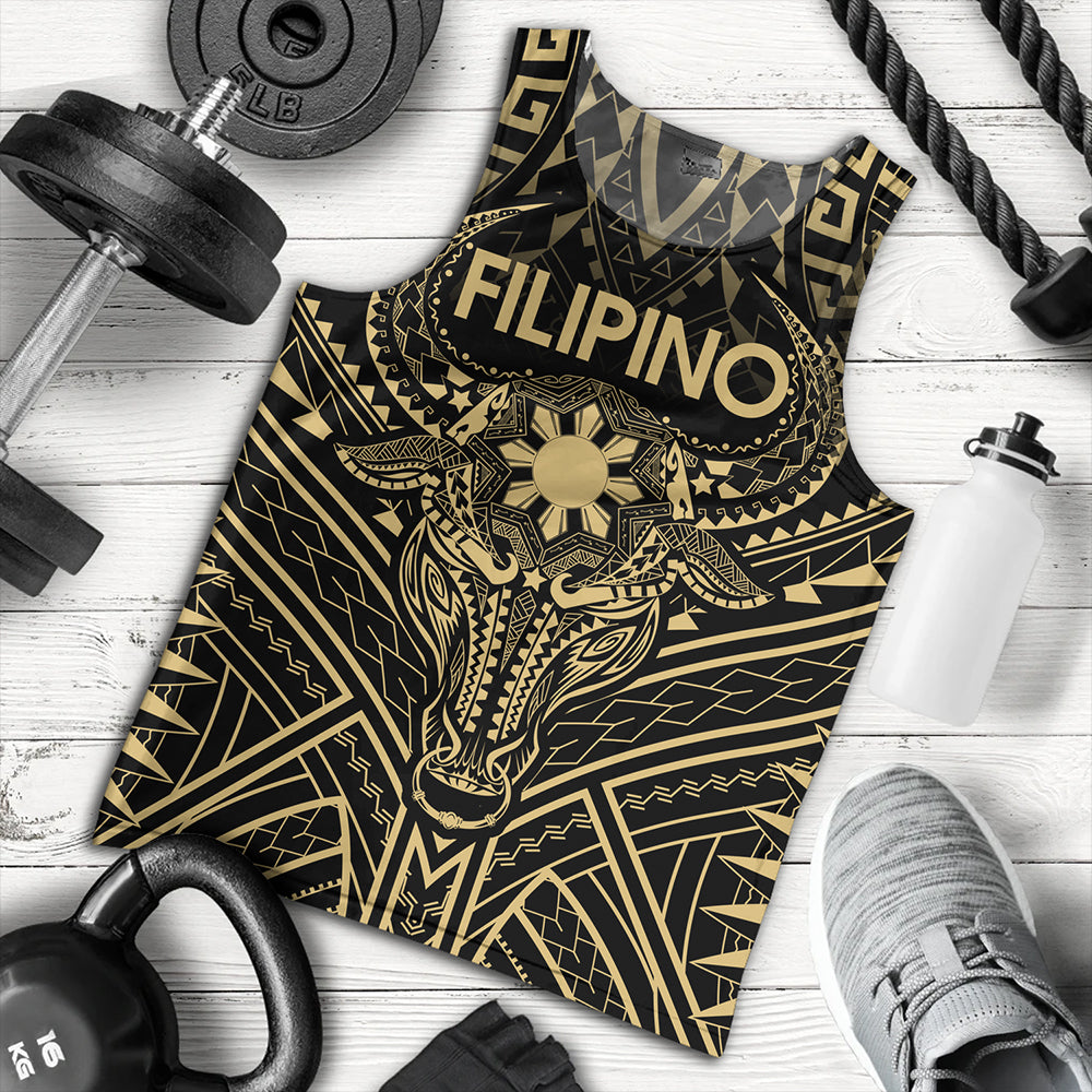 Philippines Filipinos Tank Top Tribal Koner Water Buffalo Tattoo Gold