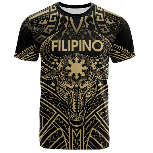 Philippines Filipinos T-Shirt Tribal Koner Water Buffalo Tattoo Gold