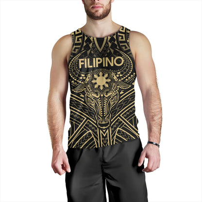 Philippines Filipinos Tank Top Tribal Koner Water Buffalo Tattoo Gold
