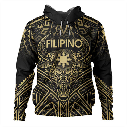 Philippines Filipinos Hoodie Tribal Koner Water Buffalo Tattoo Gold