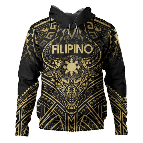 Philippines Filipinos Hoodie Tribal Koner Water Buffalo Tattoo Gold
