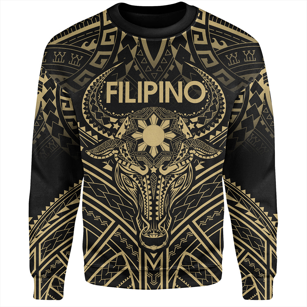 Philippines Filipinos Sweatshirt Tribal Koner Water Buffalo Tattoo Gold