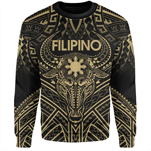 Philippines Filipinos Sweatshirt Tribal Koner Water Buffalo Tattoo Gold