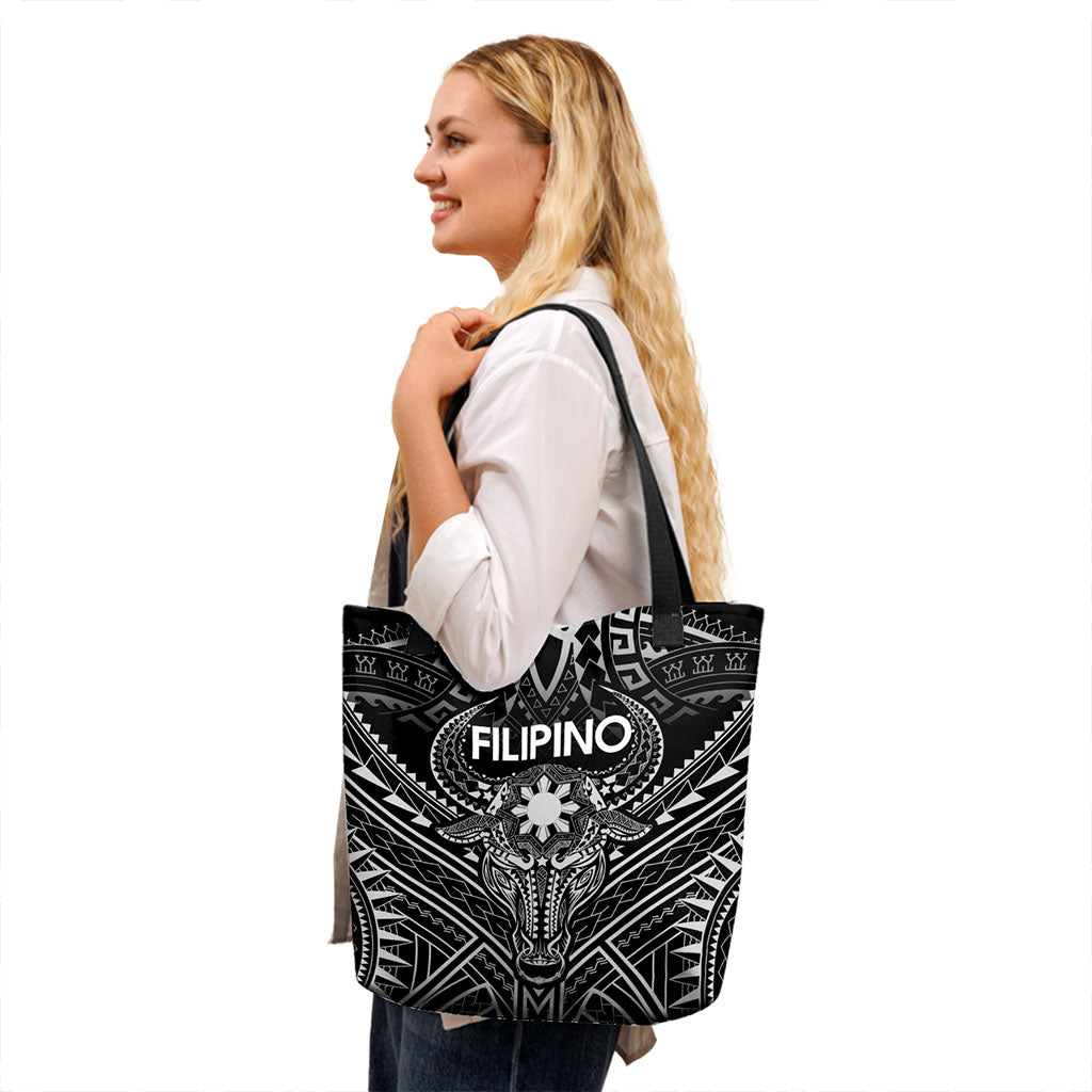 Philippines Filipino Tote Bag Tribal Koner Water Buffalo Tattoo White