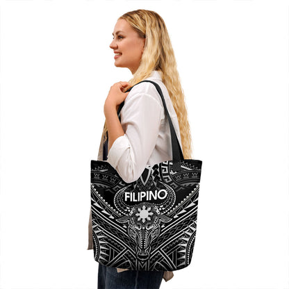 Philippines Filipino Tote Bag Tribal Koner Water Buffalo Tattoo White