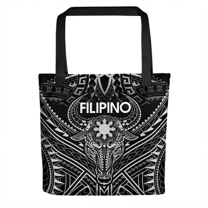 Philippines Filipino Tote Bag Tribal Koner Water Buffalo Tattoo White