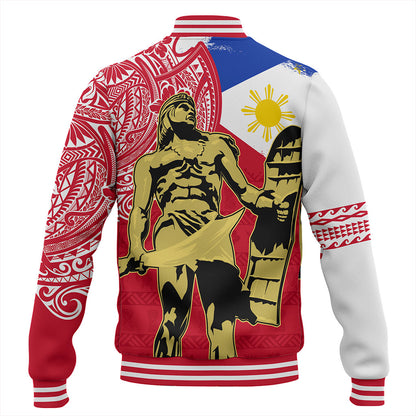 Philippines Filipinos Baseball Jacket Tribal Polynesia Flag With Lapu Lapu