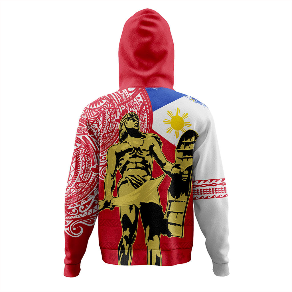 Philippines Filipinos Hoodie Tribal Polynesia Flag With Lapu Lapu