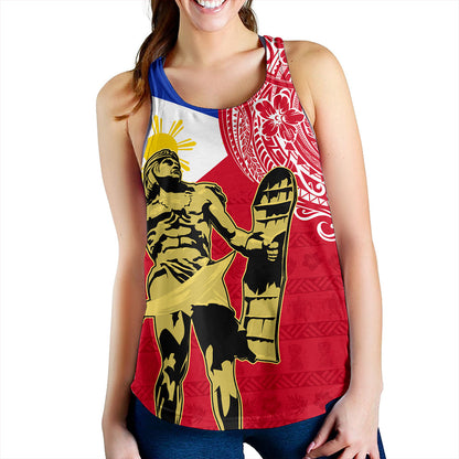 Philippines Filipinos Women Tank Tribal Polynesia Flag With Lapu Lapu