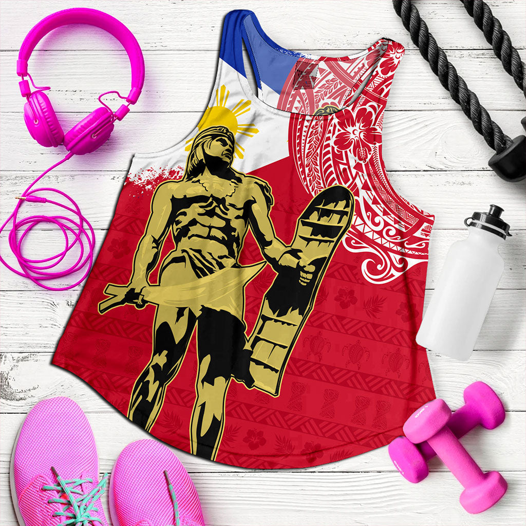 Philippines Filipinos Women Tank Tribal Polynesia Flag With Lapu Lapu