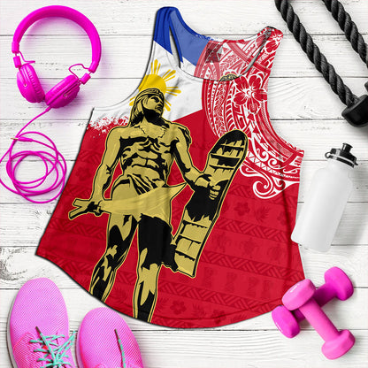 Philippines Filipinos Women Tank Tribal Polynesia Flag With Lapu Lapu