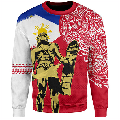 Philippines Filipinos Sweatshirt Tribal Polynesia Flag With Lapu Lapu