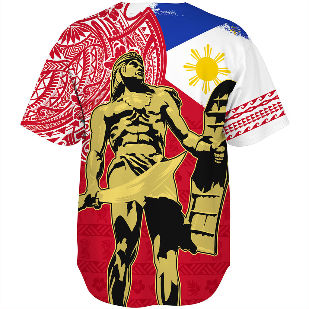 Philippines Filipinos Baseball Shirt Tribal Polynesia Flag With Lapu Lapu