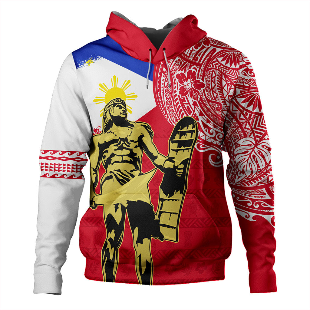 Philippines Filipinos Hoodie Tribal Polynesia Flag With Lapu Lapu