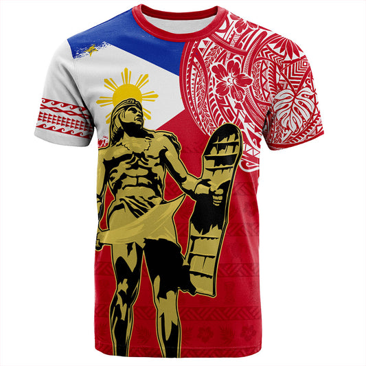 Philippines Filipinos T-Shirt Tribal Polynesia Flag With Lapu Lapu