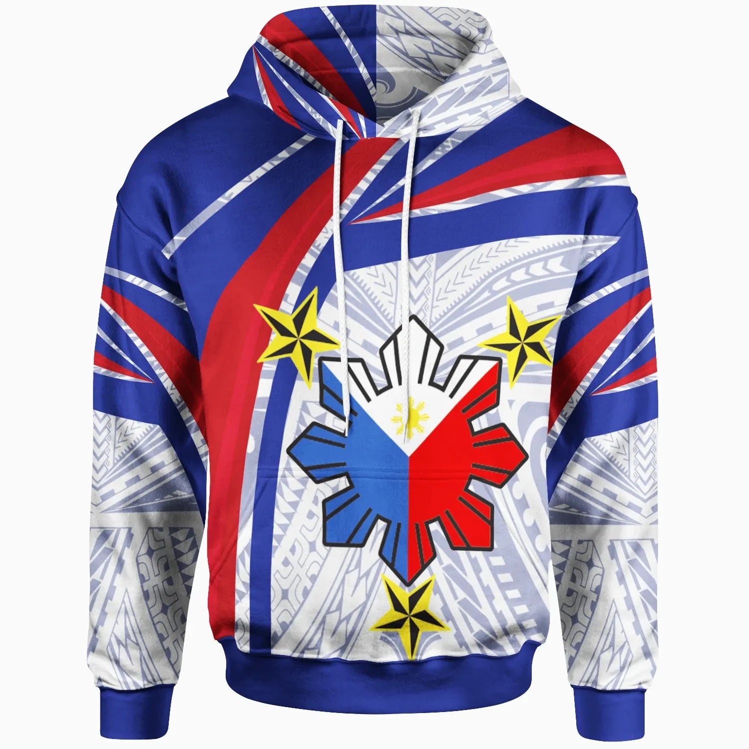 Philippines Hoodie - Polynesian Pattern With Flag