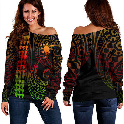 Philippines Filipinos Off Shoulder Sweatshirt Kakau Style