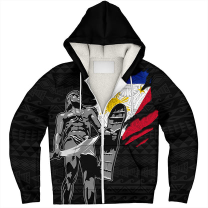 Philippines Filipinos Sherpa Hoodie Tribal Polynesia Lapu Lapu Crack Style