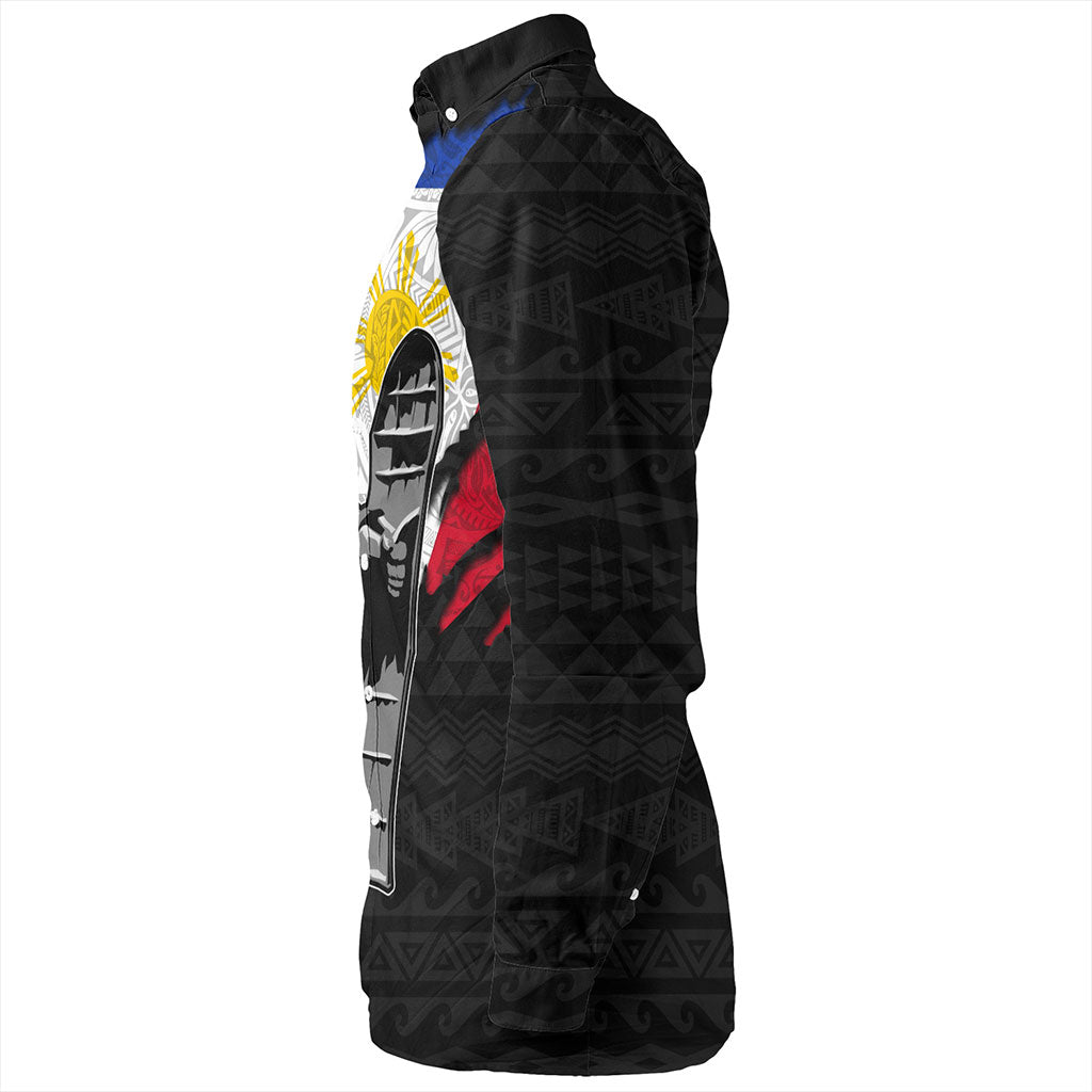 Philippines Filipinos Long Sleeve Shirt Tribal Polynesia Lapu Lapu Crack Style