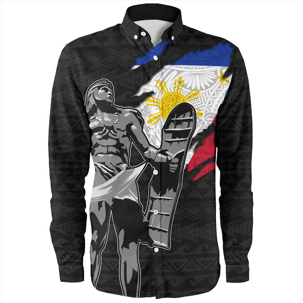 Philippines Filipinos Long Sleeve Shirt Tribal Polynesia Lapu Lapu Crack Style