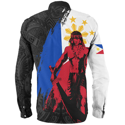 Philippines Filipinos Long Sleeve Shirt Lapu Lapu Warrior Style Flag