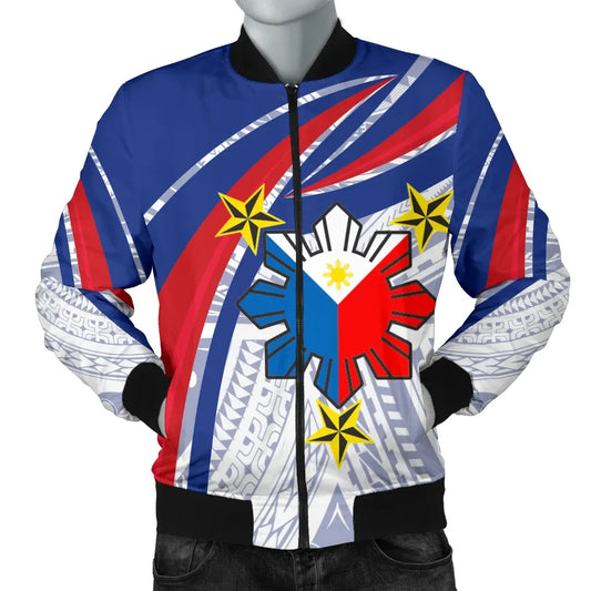 Philippines Bomber Jacket - Polynesian Pattern With Flag