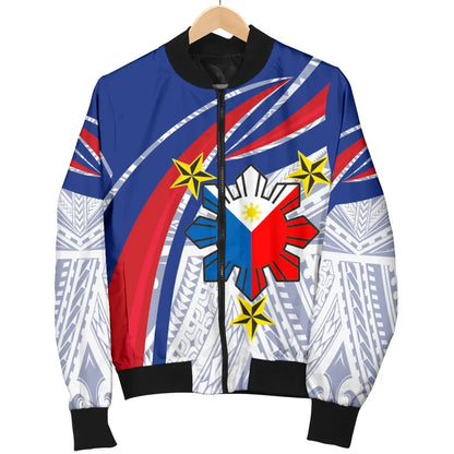 Philippines Bomber Jacket - Polynesian Pattern With Flag