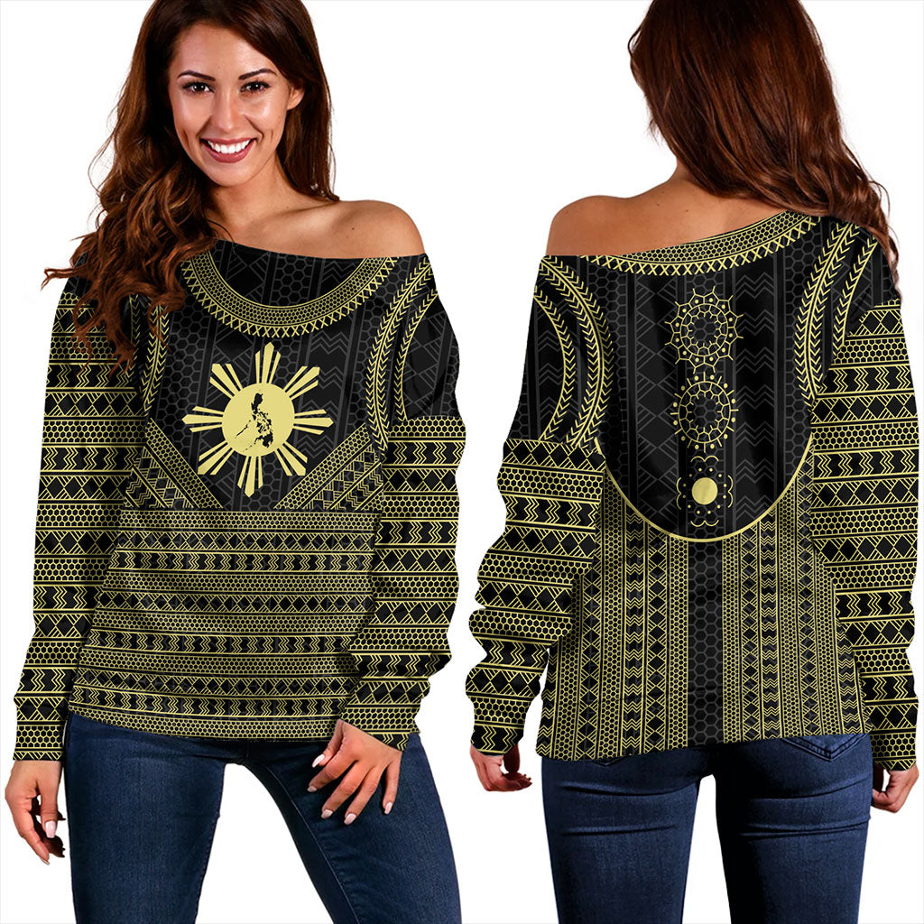 Philippines Filipinos Off Shoulder Sweatshirt Tribal Pattern Traditional Style