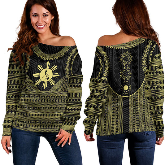 Philippines Filipinos Off Shoulder Sweatshirt Tribal Pattern Traditional Style