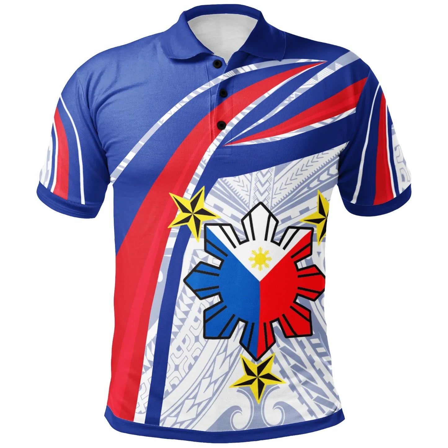 Philippines Polo Shirt - Polynesian Pattern With Flag