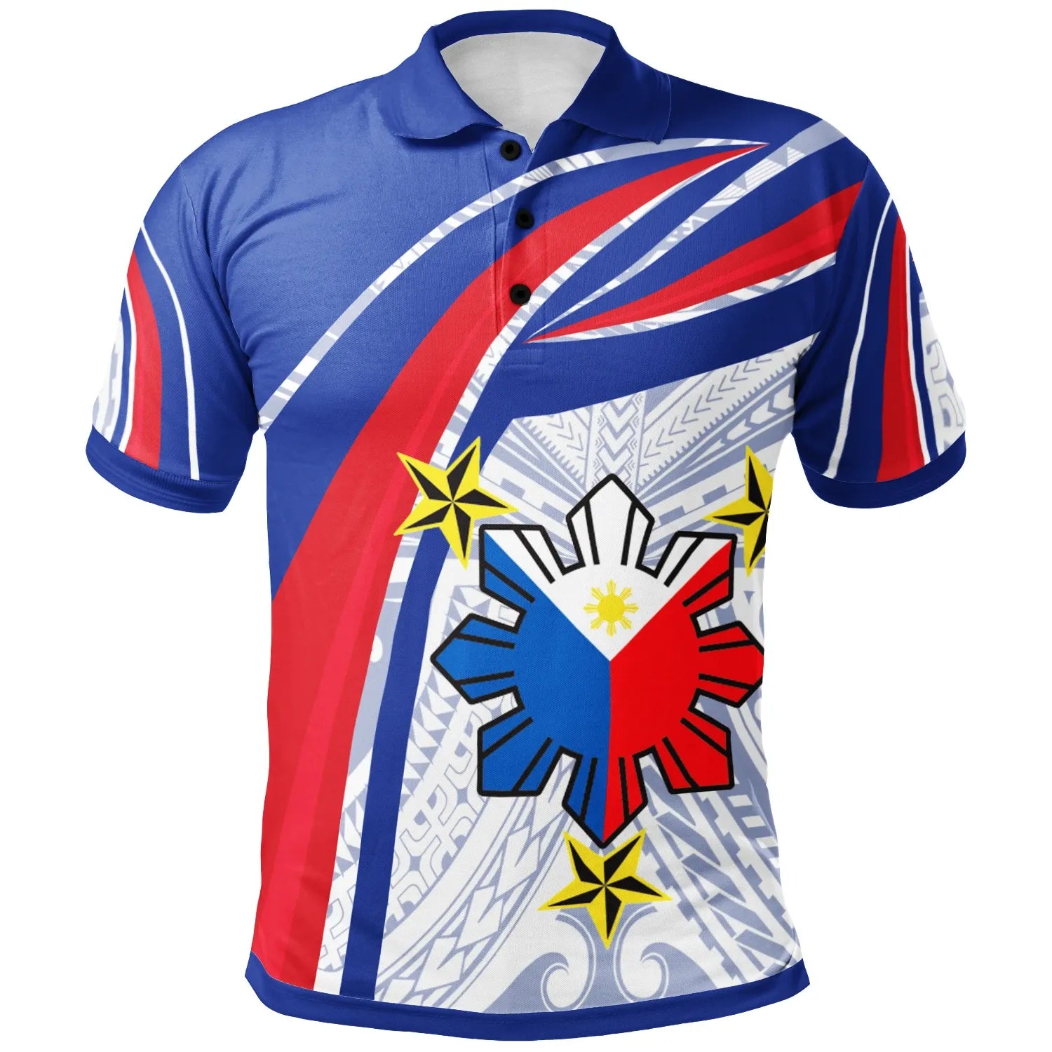 Philippines Polo Shirt - Polynesian Pattern With Flag