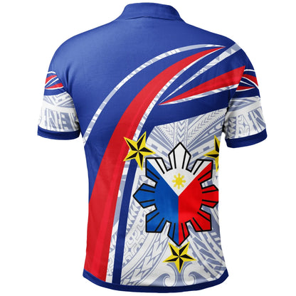 Philippines Polo Shirt - Polynesian Pattern With Flag