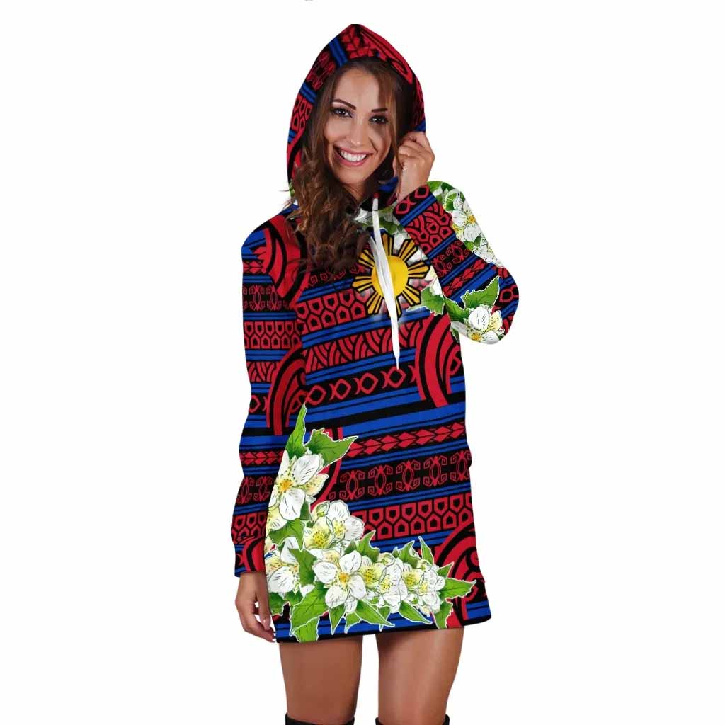 Philippines Polynesian Hoodie Dress - Jasmine Flower Style