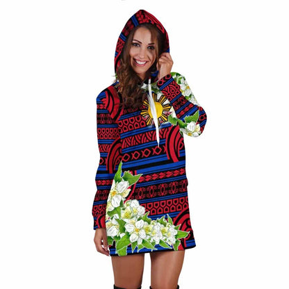 Philippines Polynesian Hoodie Dress - Jasmine Flower Style