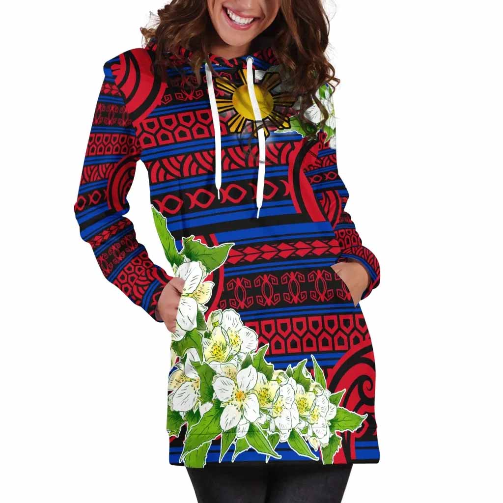 Philippines Polynesian Hoodie Dress - Jasmine Flower Style