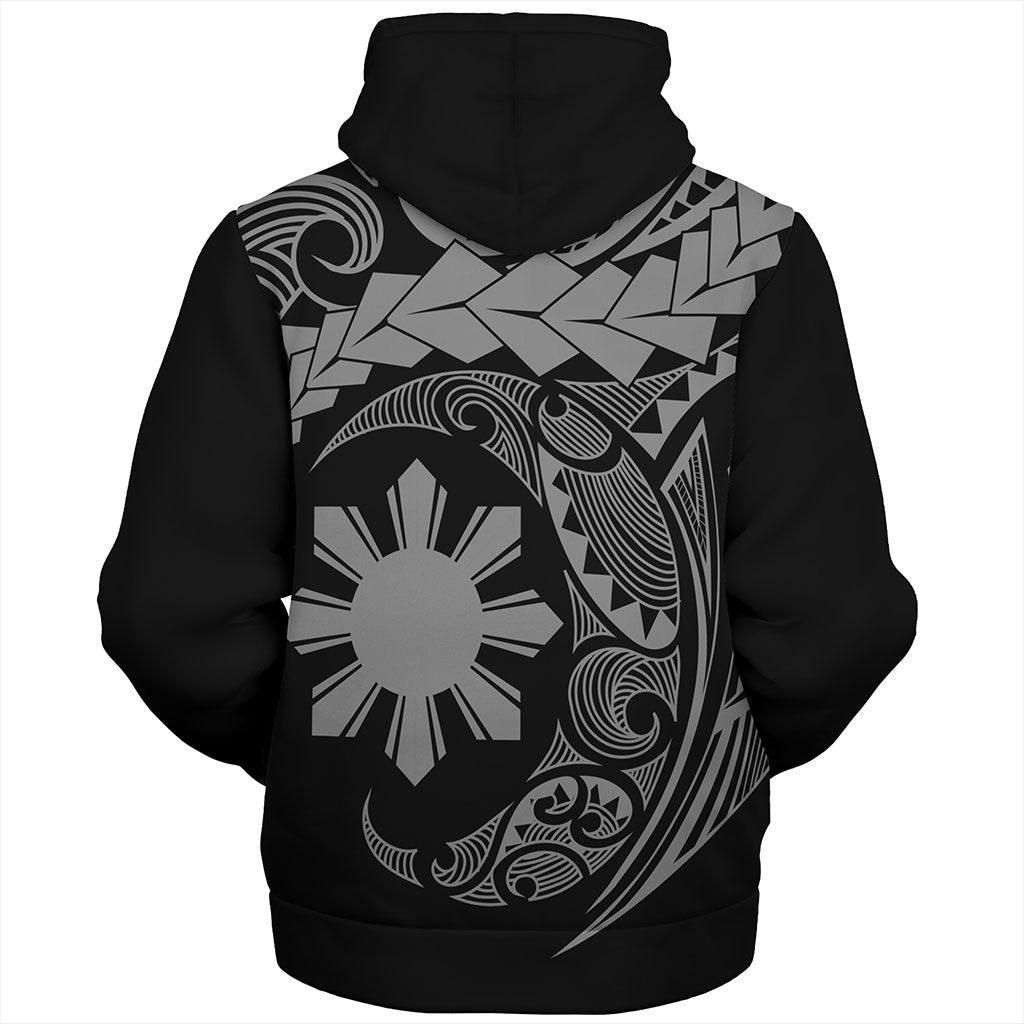 Philippines Filipinos Sherpa Hoodie Polynesian Tribal Half Circle