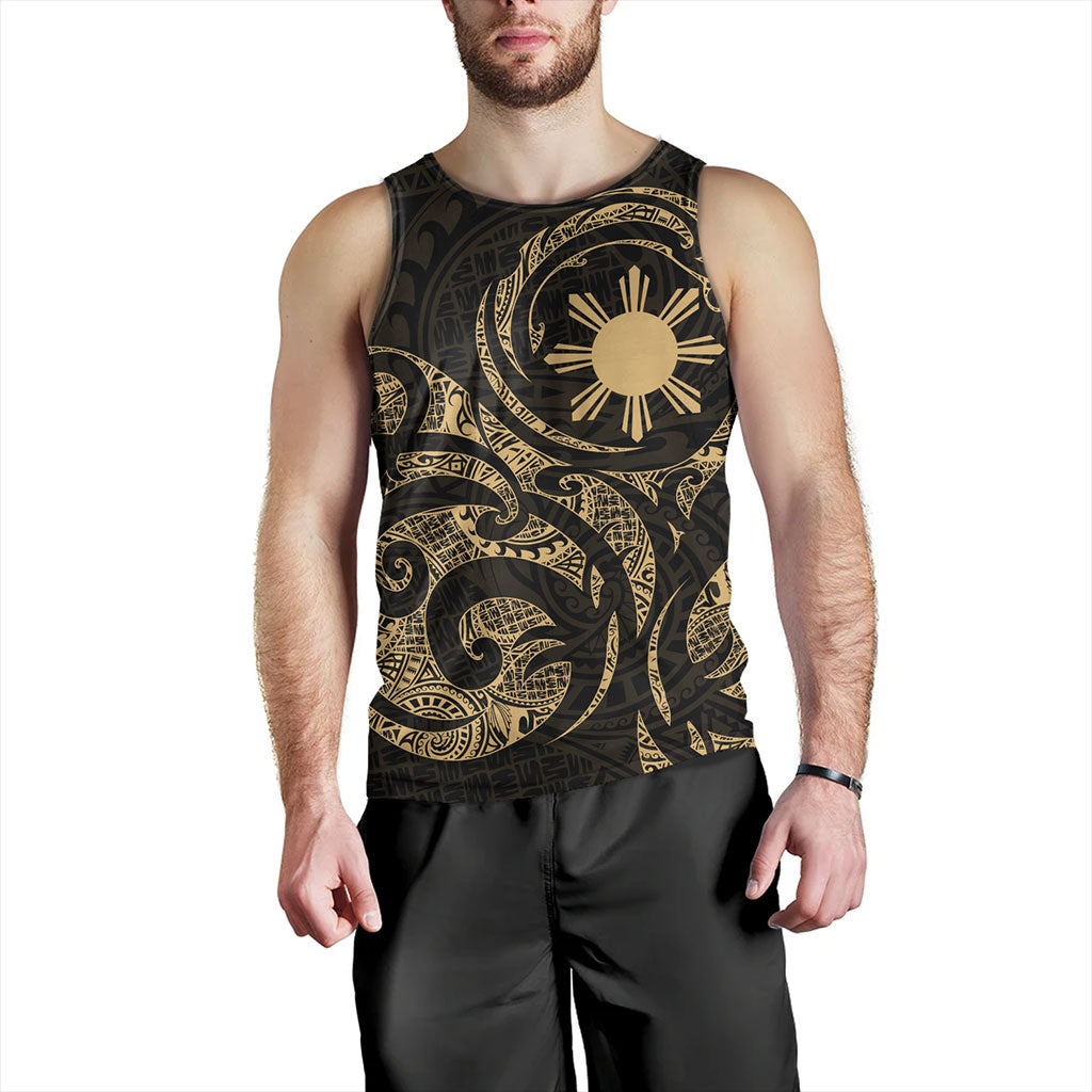 Philippines Filipinos Tank Top Polynesian Tribal Pattern Simple Style Gold