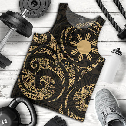Philippines Filipinos Tank Top Polynesian Tribal Pattern Simple Style Gold