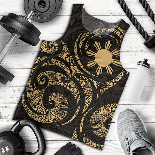 Philippines Filipinos Tank Top Polynesian Tribal Pattern Simple Style Gold