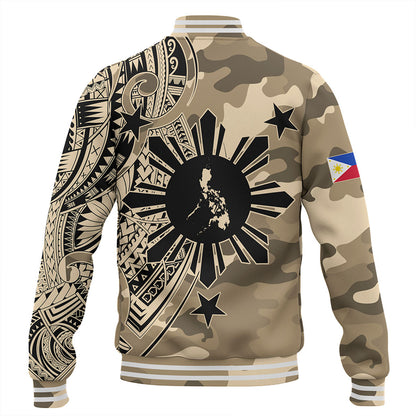Philippines Filipinos Baseball Jacket Tribal Tattoo With Camouflage Pattern