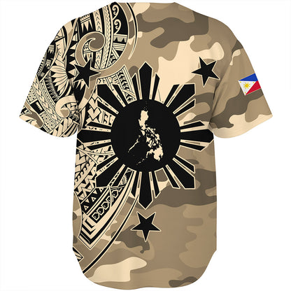 Philippines Filipinos Baseball Shirt Tribal Tattoo With Camouflage Pattern