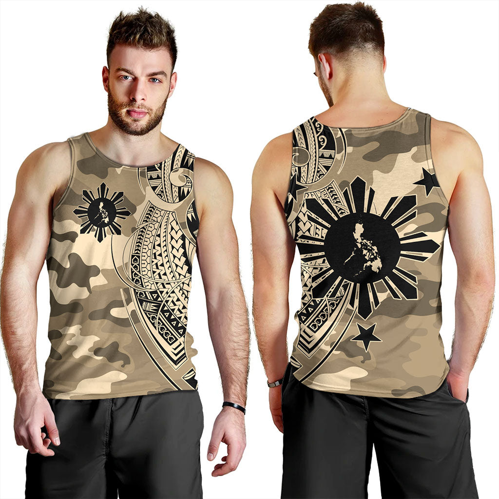 Philippines Filipinos Tank Top Tribal Tattoo With Camouflage Pattern