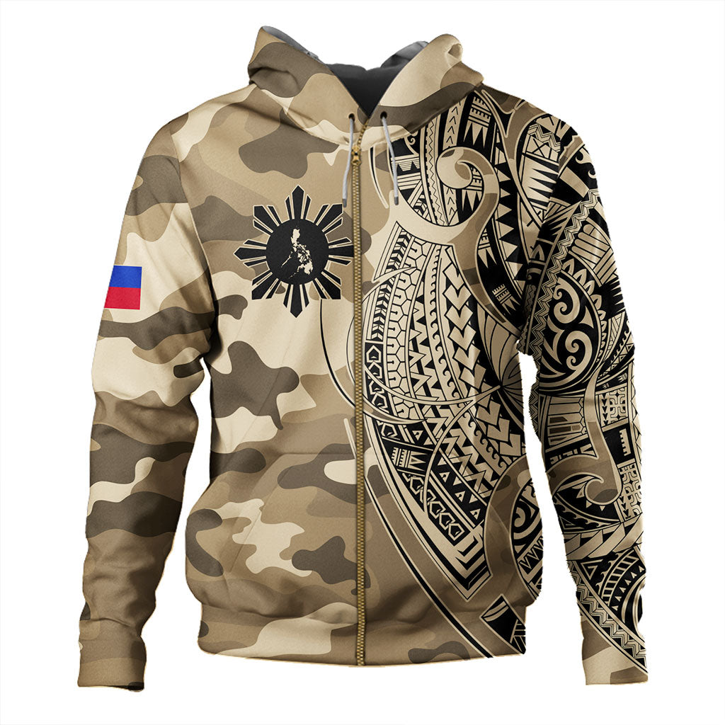 Philippines Filipinos Hoodie Tribal Tattoo With Camouflage Pattern