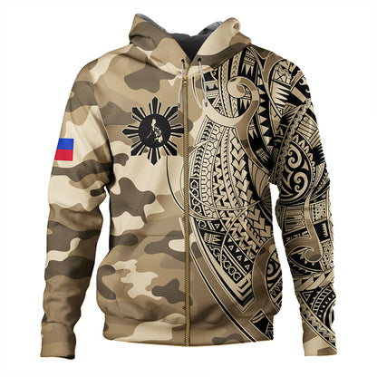 Philippines Filipinos Hoodie Tribal Tattoo With Camouflage Pattern