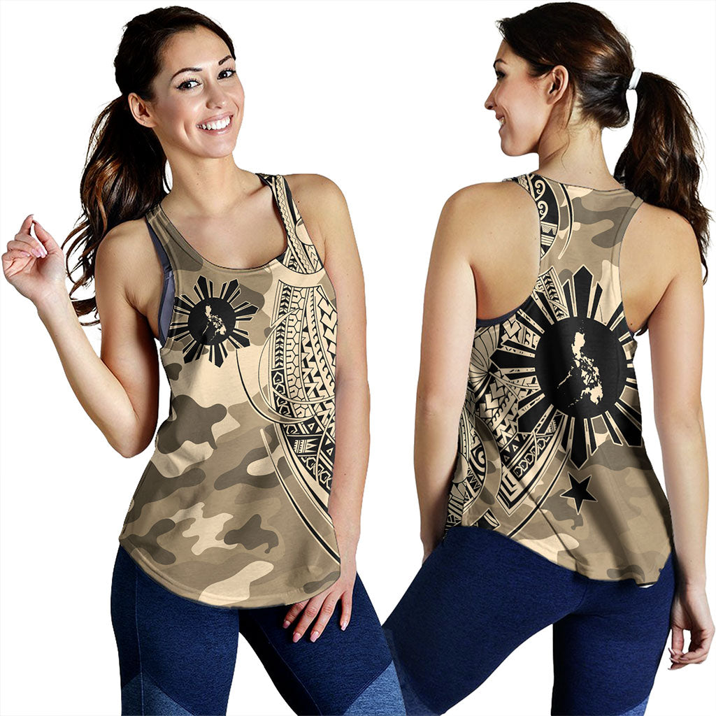 Philippines Filipinos Women Tank Tribal Tattoo With Camouflage Pattern