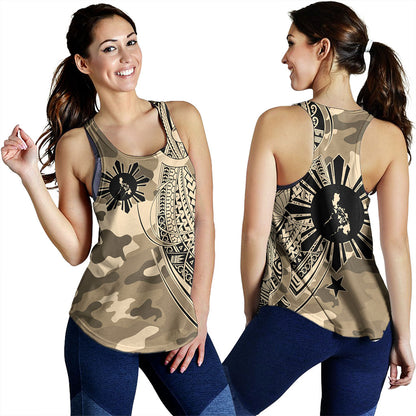 Philippines Filipinos Women Tank Tribal Tattoo With Camouflage Pattern